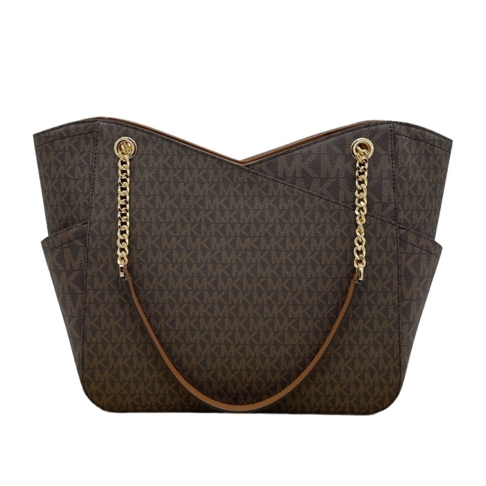 Michael Kors Large X Chain Shoulder Tote Bag Brown/Gold - Picture 5 of 9